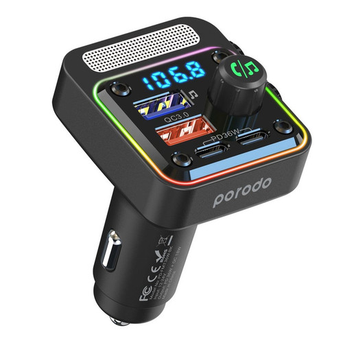 شارژر فندکی فست + FM Player بلوتوثی Porodo PD-FMT36W