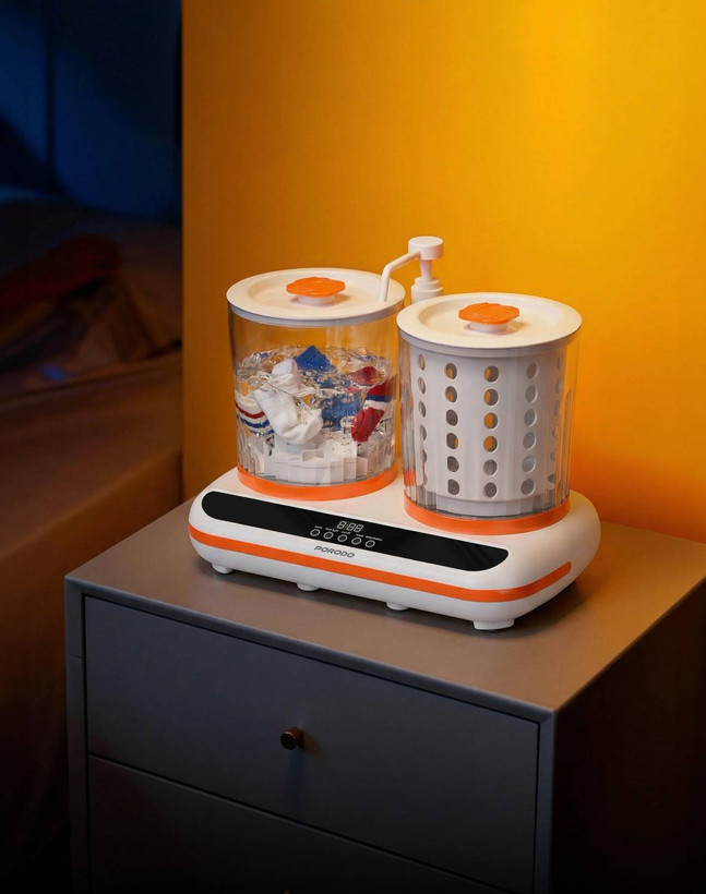 مینی لباسشویی و خشککن شارژی پرودو مدل Launder Twin HP200 | قابل حمل، مناسب سفر و لباس نوزاد