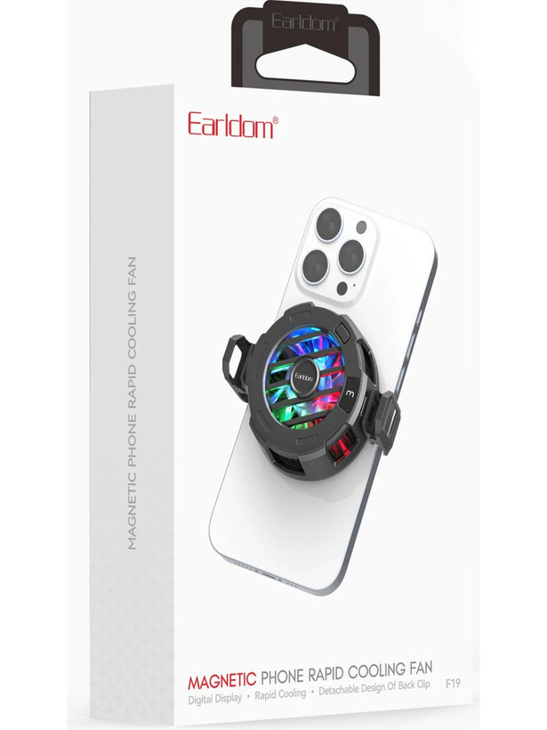 فن خنک کننده گوشی Earldom ET-F19 | کولر موبایل گیمینگ 15 وات با RGB